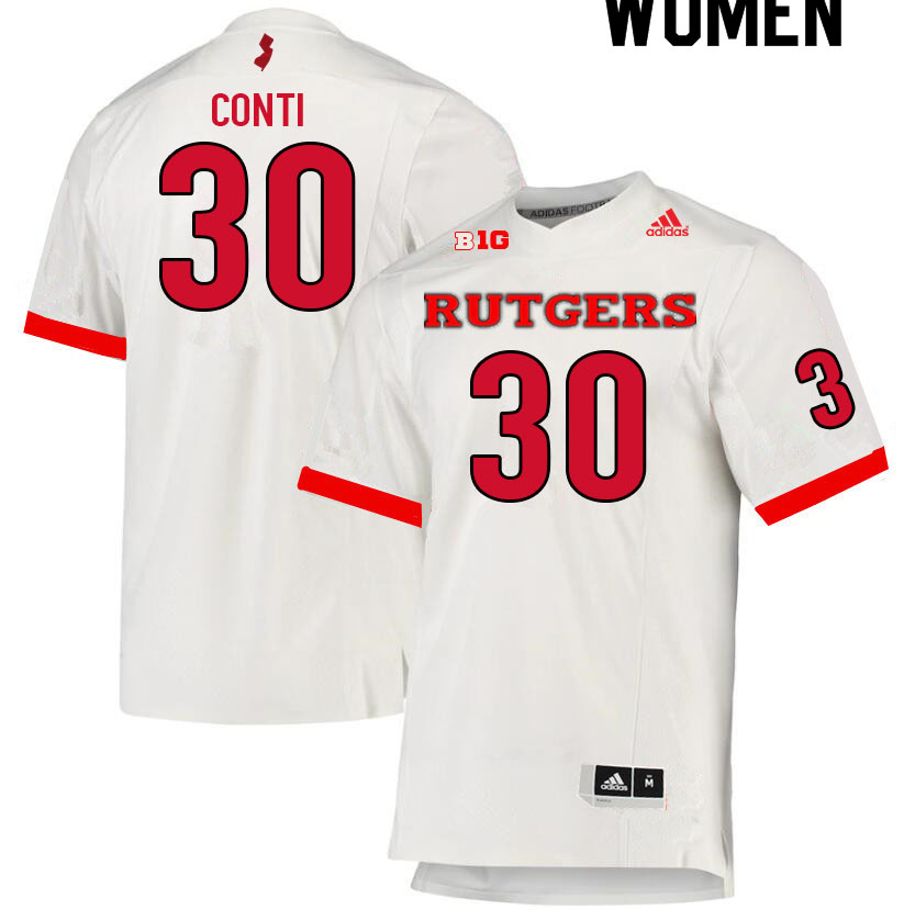 Women #30 Chris Conti Rutgers Scarlet Knights College Football Jerseys Sale-White